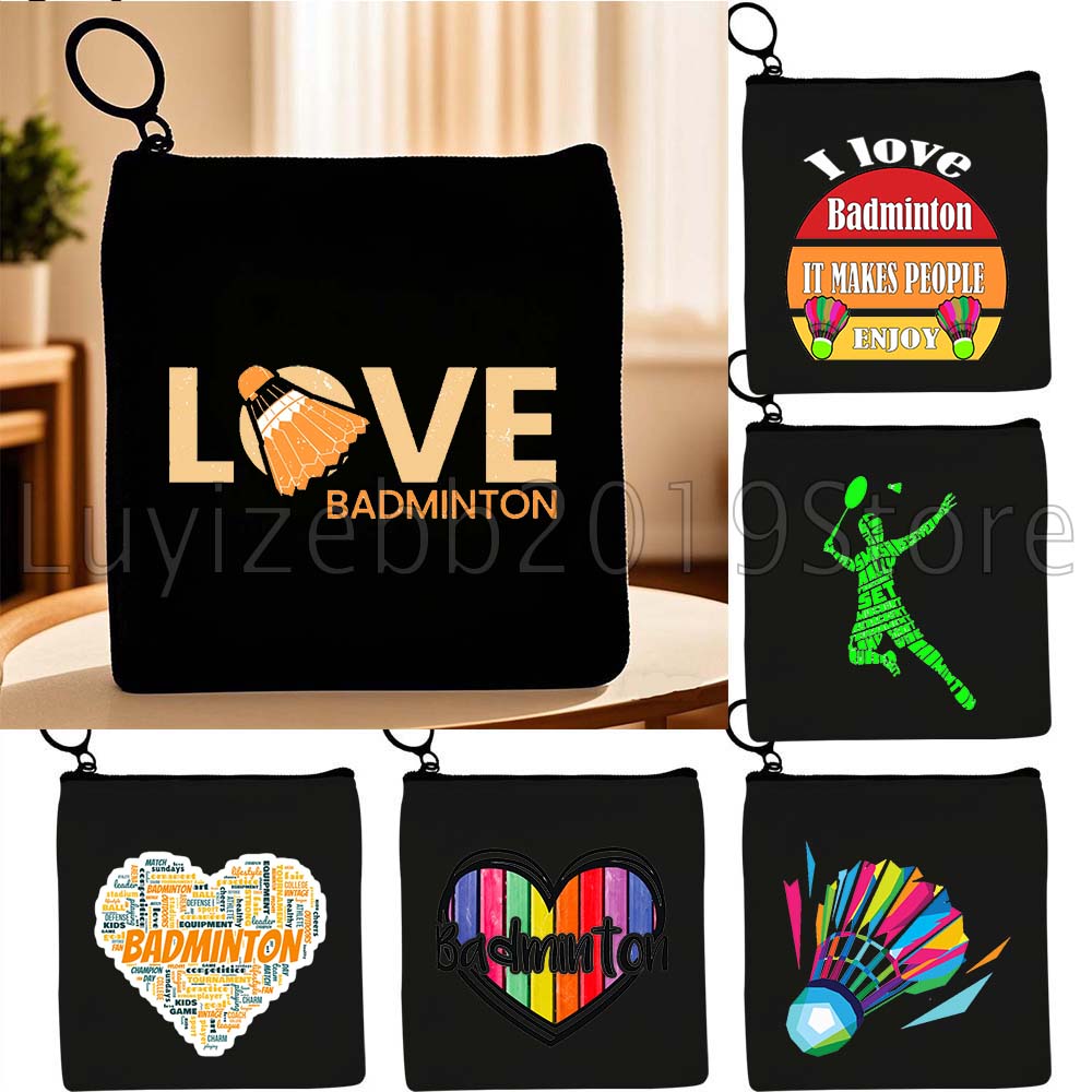 Badminton Quotes Funny - กระเป๋าใส่เหรียญผ้าแคนวาสลายคำคมตลกๆ แบดมินตัน สีรุ้งสดใส ของขวัญ กระเป๋าใส่ลิปสติก กระเป๋าใส่กุญแจ