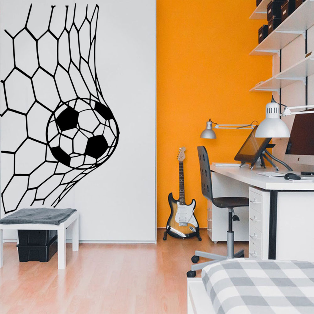 Badminton Live - ขนาดใหญ่ Soceer เป้าหมายสุทธิสติ๊กเกอร์ติดผนังห้องนอนฟุตบอลออนไลน์ Wall Decal ห้องนั่งเล่นโรงเรียนไวนิล