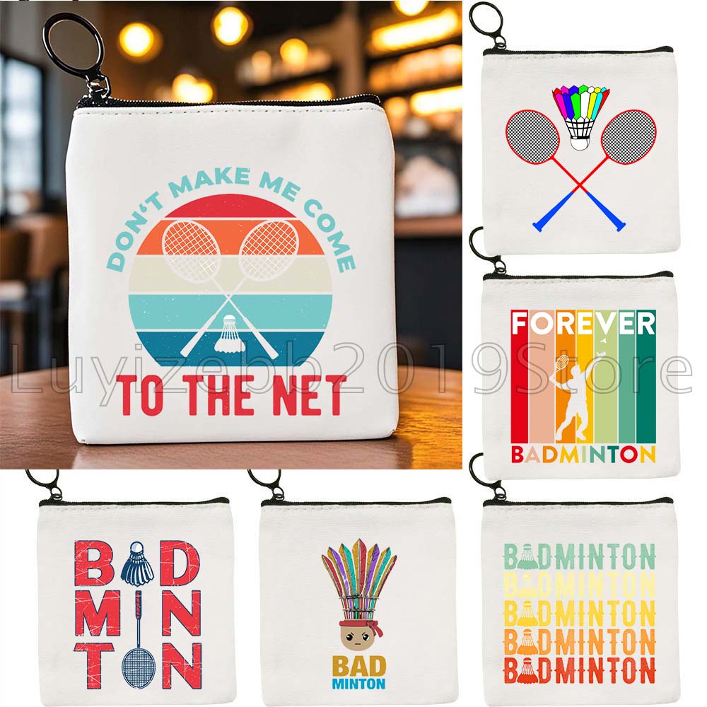 Badminton Quotes Funny - กระเป๋าใส่เหรียญผ้าแคนวาสลายคำคมตลกๆ แบดมินตัน สีรุ้งสดใส ของขวัญ กระเป๋าใส่ลิปสติก กระเป๋าใส่กุญแจ