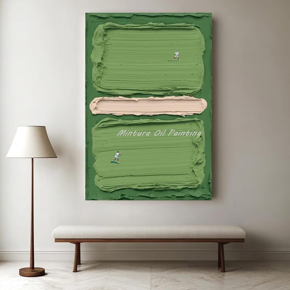 Badminton Quotes - มินทูรา,ภาพวาดสีน้ำมันลายสนามเทนนิสสีเขียวแบบนามธรรม,ภาพวาดบนผ้าใบ,โปสเตอร์ศิลปะสมัยใหม่,ภาพติดผนัง,ของตกแต่งบ้าน