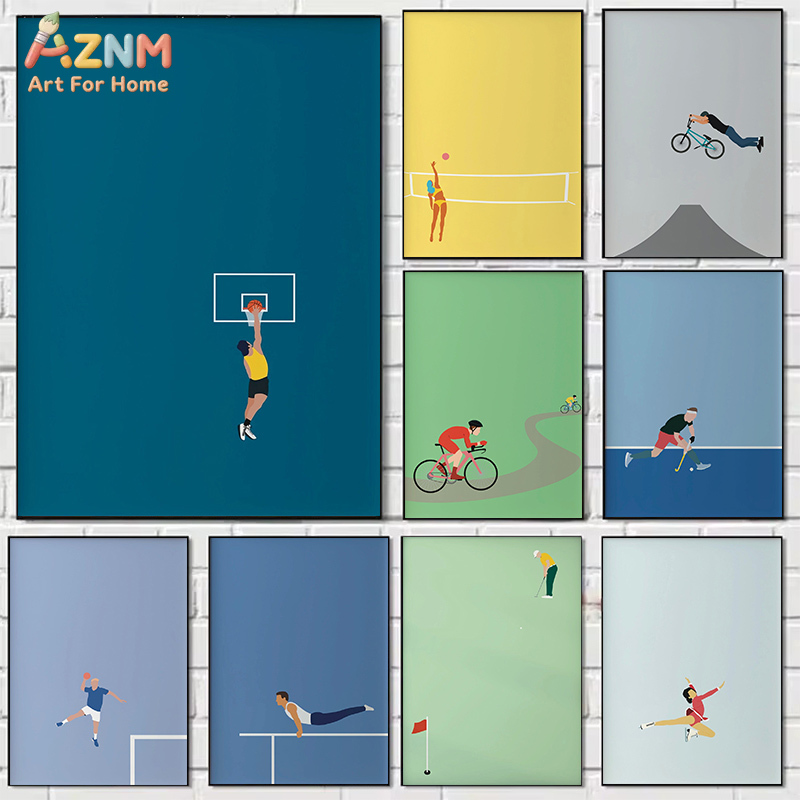 Badminton Quotes - AZNM ศิลปะบนผืนผ้าใบแนวสปอร์ตสไตล์มินิมอล บาสเก็ตบอล เทนนิส ปั่นจักรยาน กอล์ฟ