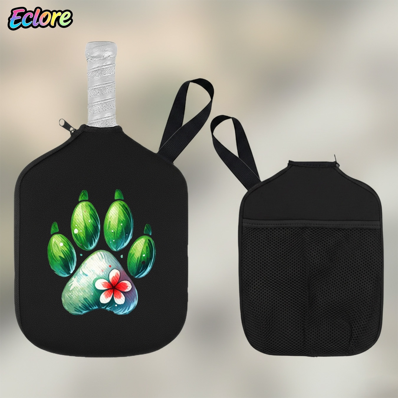ปลอกไม้พายลายรอยเท้าสีน้ำเขียว - Racket Cover Bag บทวิจารณ์และราคา